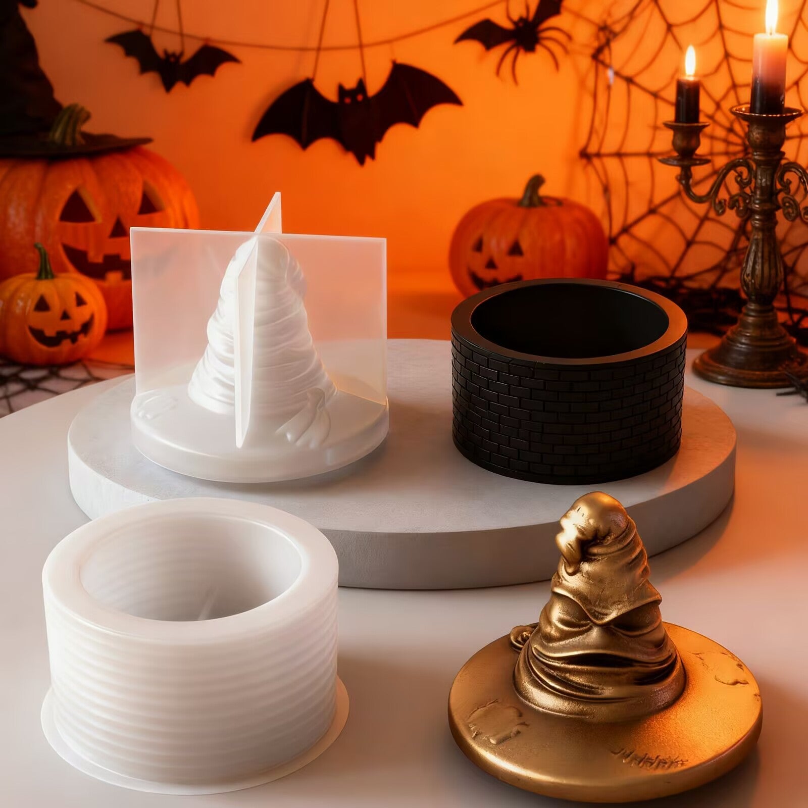 3D Wizard Hat Storage Box Silicone Mold for Resin, Concrete & Plaster Candle Vessel