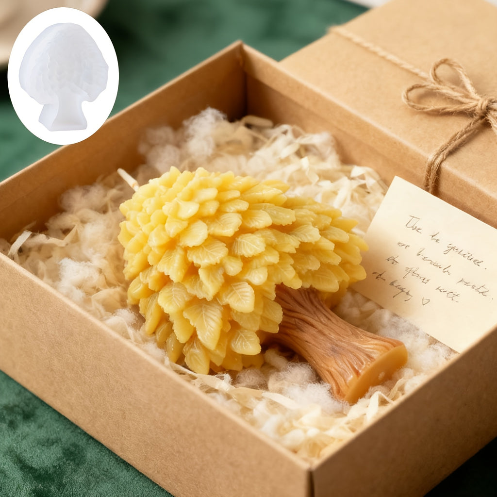1pc Autumn Atmosphere Flat Bottom Tree-Shaped Falling Leaves Candle Mold, Realistic Leaves and Roots, High-Temperature Resistant Reusable Silicone Mold, Easy Demolding, Suitable for Handmade DIY Scented Candles/Plaster Crafts/Handmade Soap/Resin