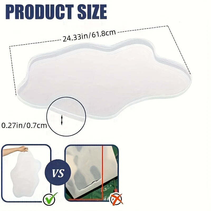 1pc Large 24-Inch Silicone Resin Table Mold, Oval Epoxy Casting Kit for Stylish River Tables - Ideal for DIY Home Decor & Serving Trays
