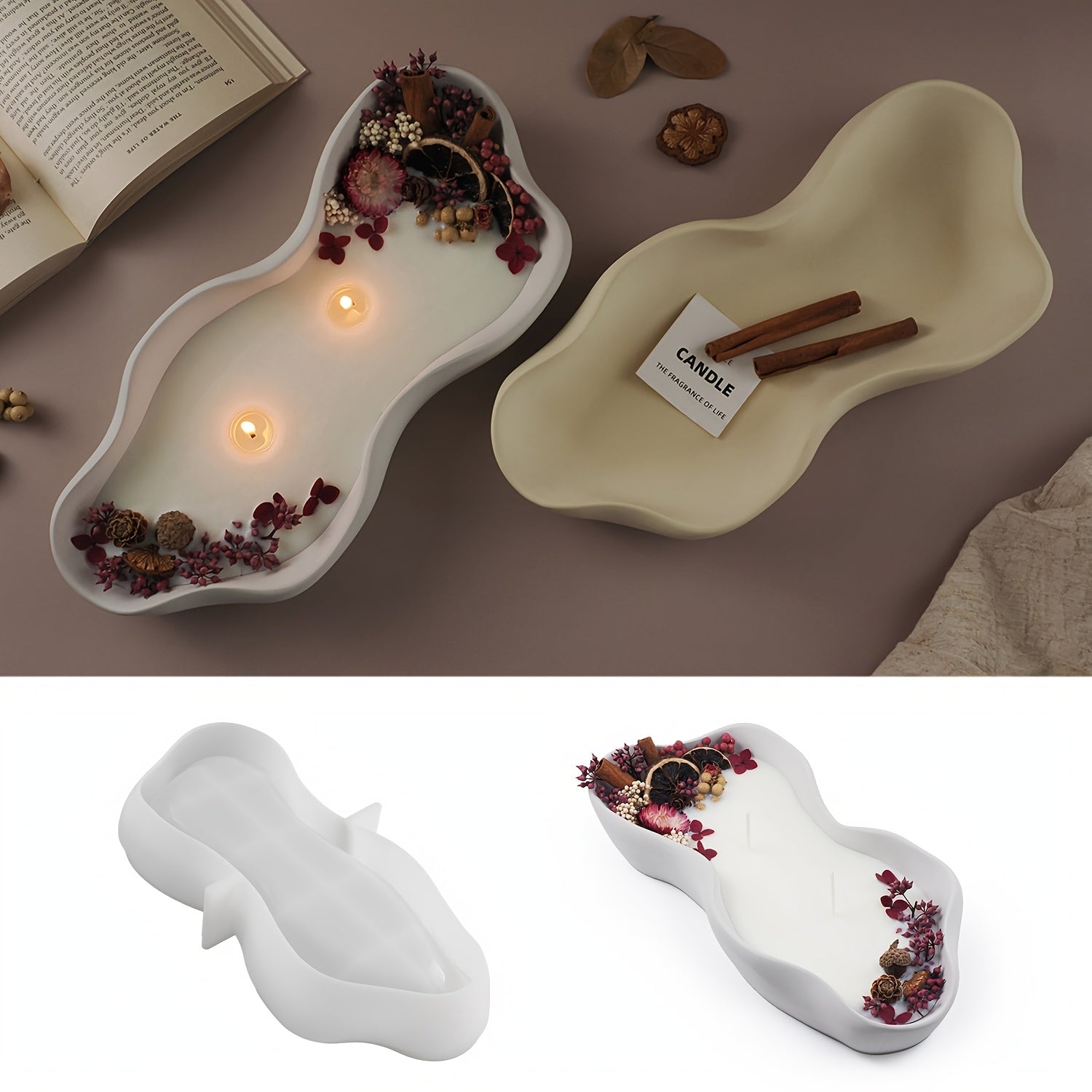 Resin Casting Molds 1pcs大型不规则椭圆形硅胶模具，石膏硅胶模具，适用于 DIY 工艺品 - 非常适合花盆、烛台和储物托盘 - 耐用、不粘设计 - 送给业余爱好者和树脂/石膏艺术家的理想礼物