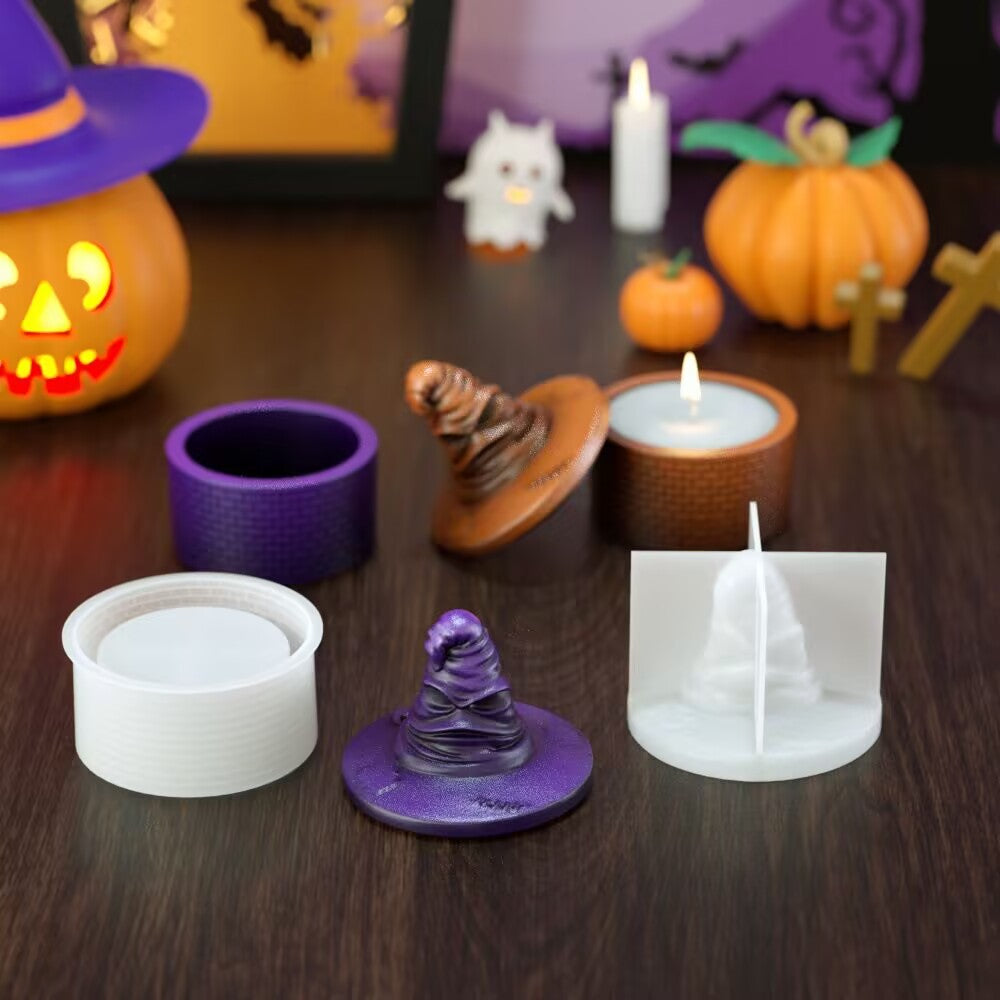 3D Wizard Hat Storage Box Silicone Mold for Resin, Concrete & Plaster Candle Vessel