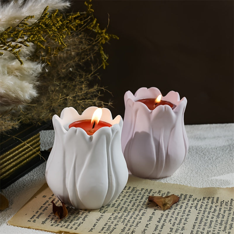 3D 郁金香花形矽胶模具，用于蜡烛制作、DIY 树脂工艺品、手工肥皂