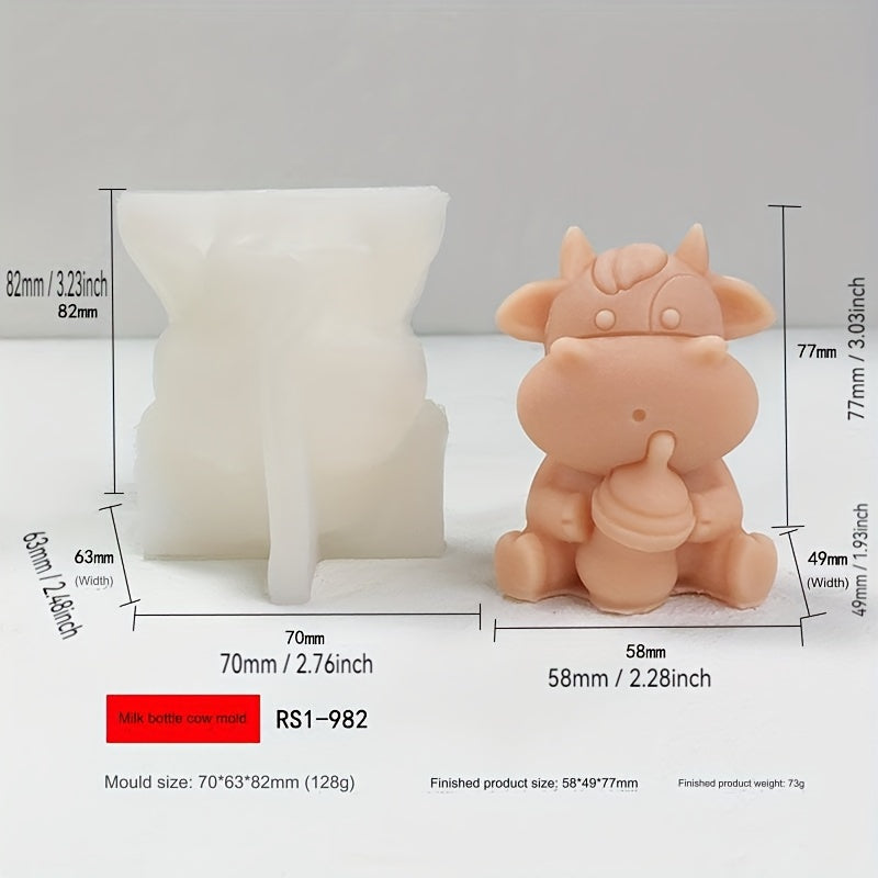 1个牛香薰蜡烛硅胶模具 可爱小牛创意肥皂石膏扩散器装饰蜡模