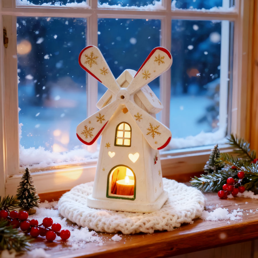 MistySil Flexible & Reusable Silicone Mold - European Windmill Design with Dutch/Scandinavian Style Blades, Heart Window & Bell Cutouts for DIY Resin/Plaster/Candle Making - Christmas Craft Molds, Candle Holders, Holiday Decorations (Easy