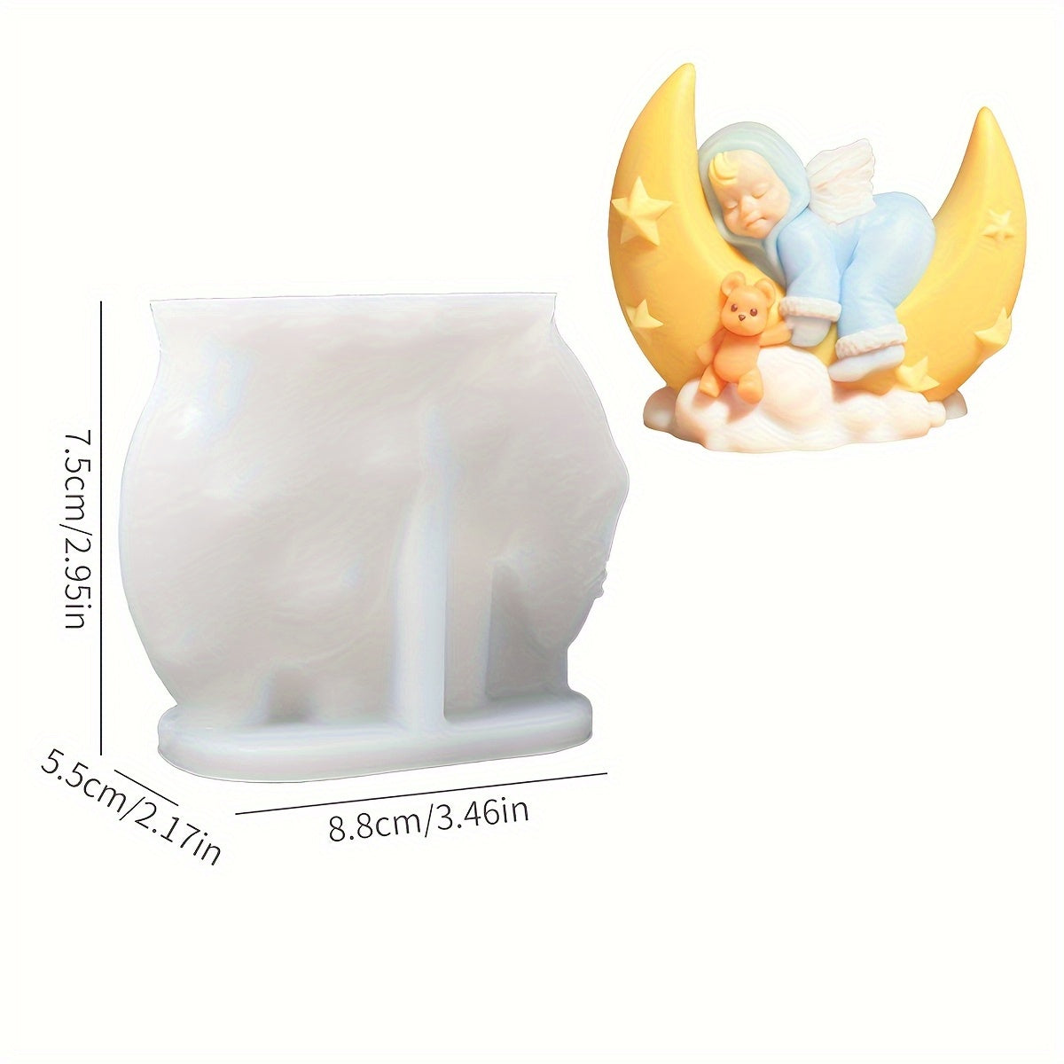 1 Moon Angel Silicone Mold- High Temperature , Easy Release DIY Candle and Soap Mold, with Starry Sky and Cloud Design, Perfect for Home Decoration, Gifts, and Handicrafts, Moon Decoration