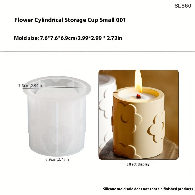 Resin Casting Molds 制作蜡烛的蜡烛模具 香薰石膏蜡烛杯模具 水晶滴胶圆形花朵模具 花纹收纳罐硅胶模具 蜡烛杯模具