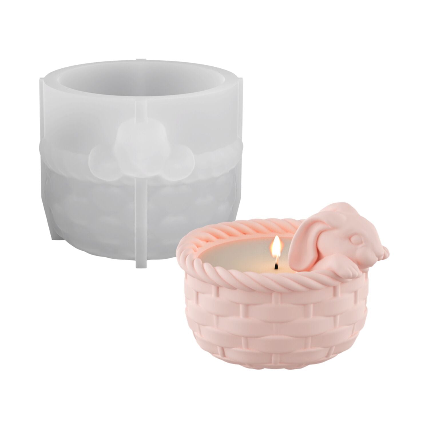 Flower basket, rabbit, candle cup mold, pastoral bamboo basket, plaster silicone mold