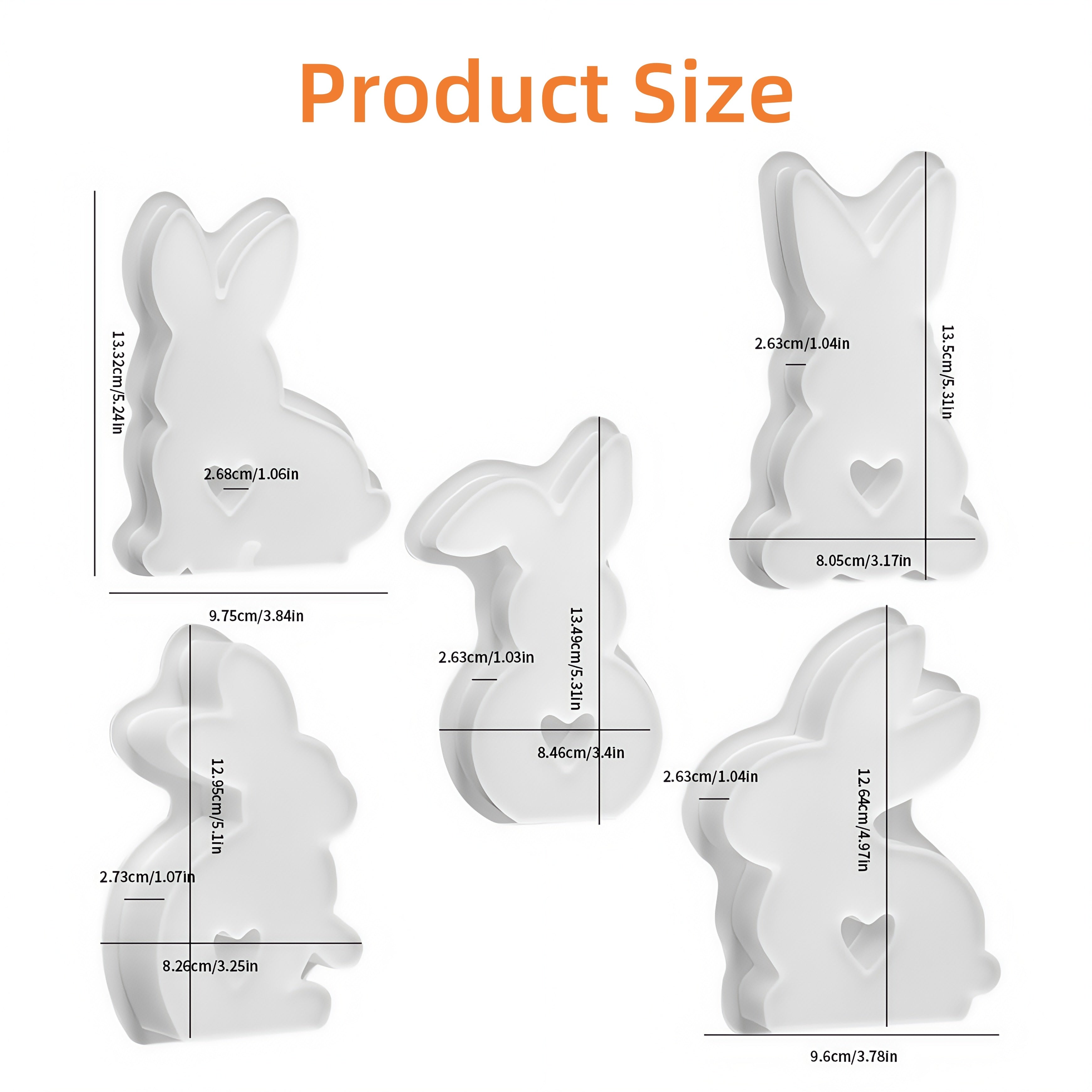 Set of 5 Silicone Molds for Easter Bunnies, Heart-Shaped Bunny Candle Molds, And Plaster Molds for Easter Bunny Decorations. Perfect for Projects Like Plaster, Candles, And Resin Crafts, Ideal for Home Decor, Easter Gifts