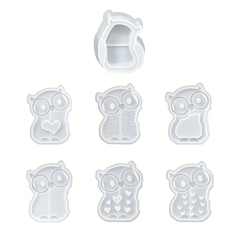 A Set of 7 Owl-Shaped Silicone Molds, Suitable for Resin Casting, Plaster Molds, And Ideal for Projects Involving Plaster, Resin, -Cement, And Other Crafts, Perfect for Owl-Themed Desktop Decorations And Home Ambiance