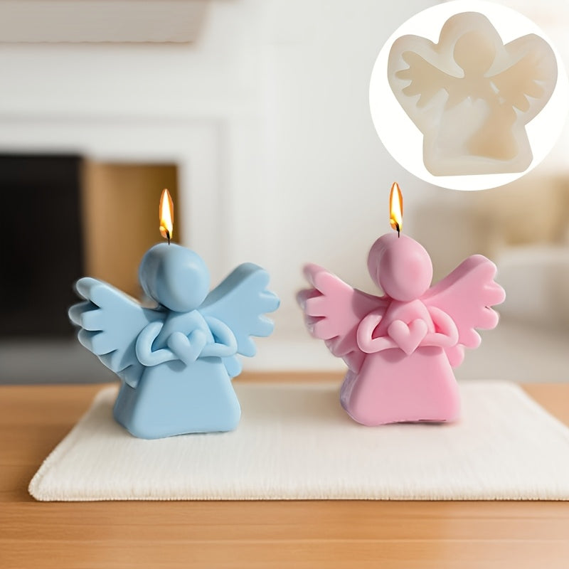 Wings Angel Hugs Love Silicone Candle Mold | Angel Girl Aromatherapy Candle Gypsum Ornament Character Craft Resin Soap Mold, Perfect as Wedding Anniversary Valentine'S Day Gift, Home Desktop Decoration, Silicone Material by LONTL
