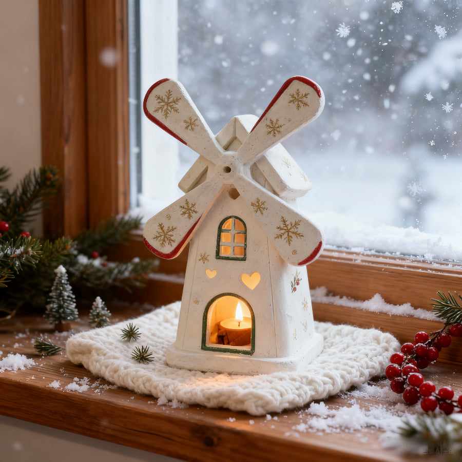 MistySil Flexible & Reusable Silicone Mold - European Windmill Design with Dutch/Scandinavian Style Blades, Heart Window & Bell Cutouts for DIY Resin/Plaster/Candle Making - Christmas Craft Molds, Candle Holders, Holiday Decorations (Easy