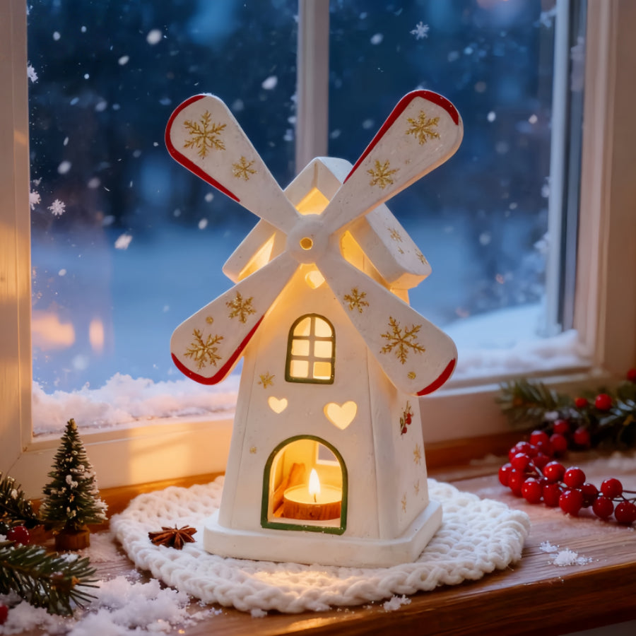 MistySil Flexible & Reusable Silicone Mold - European Windmill Design with Dutch/Scandinavian Style Blades, Heart Window & Bell Cutouts for DIY Resin/Plaster/Candle Making - Christmas Craft Molds, Candle Holders, Holiday Decorations (Easy
