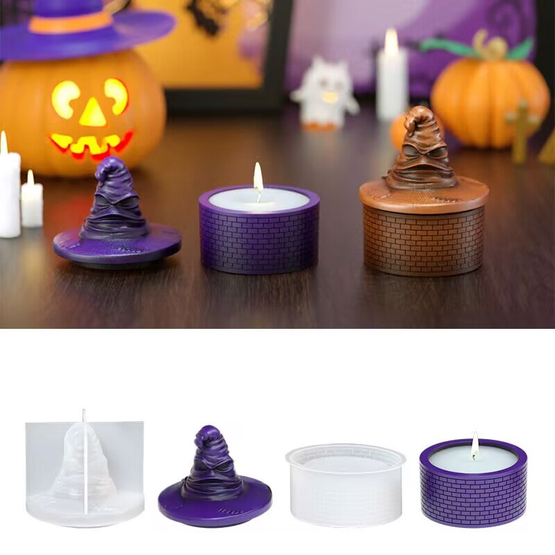 3D Wizard Hat Storage Box Silicone Mold for Resin, Concrete & Plaster Candle Vessel