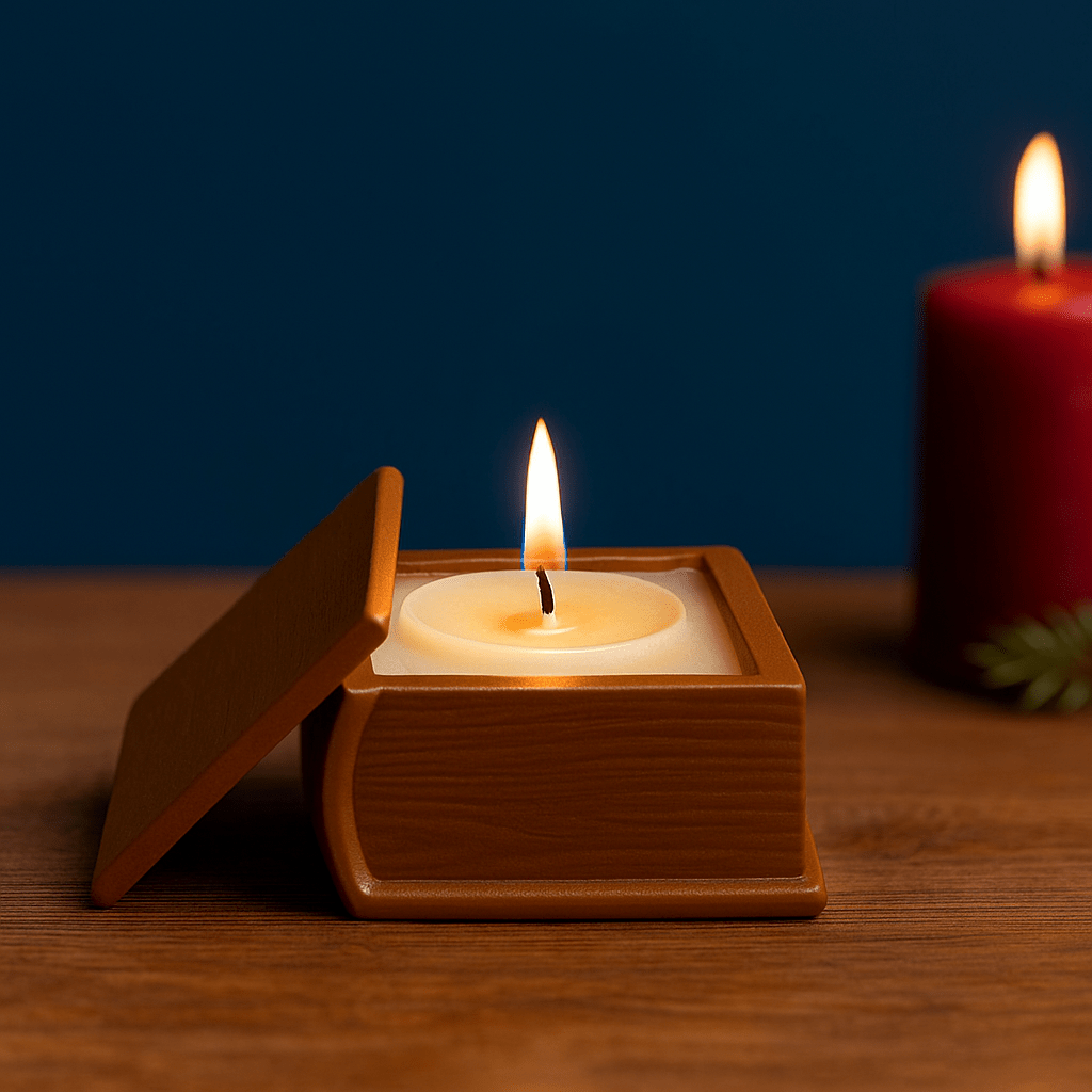 Silicone Mold for a Book-Shaped Candle Holder - an Ornament for Aromatherapy Candles