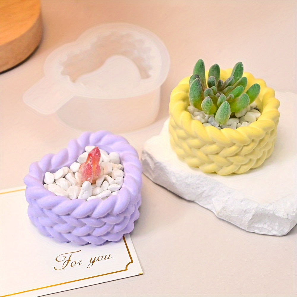 eusable Non-Toxic Home Decor Gift Idea - Silicone Mold for Scented Candles & Succulent Planters - Hemp Rope Twist Design - Dual-Use DIY Craft Mold