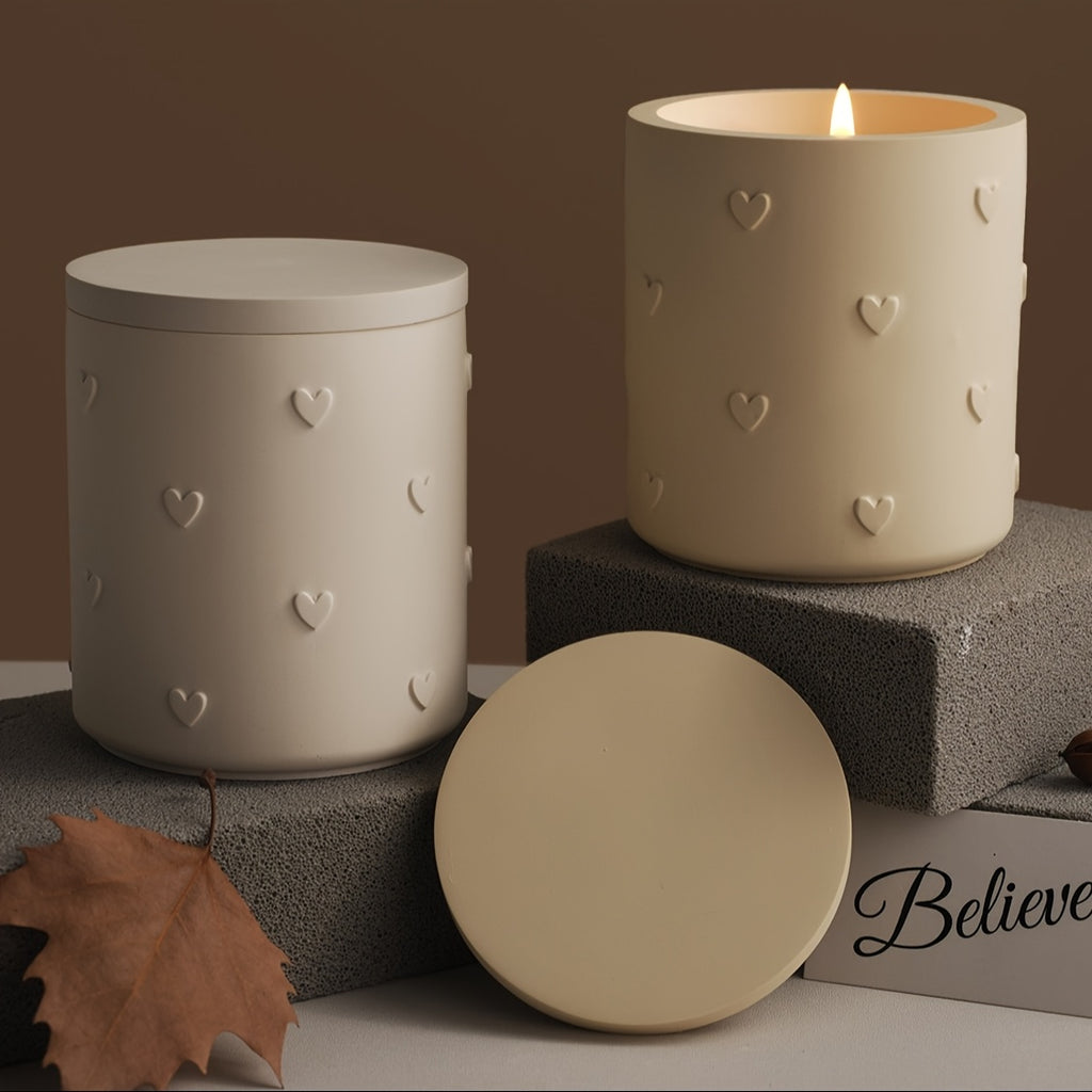 Love Heart Embossed Cup Silicone Molds DIY Flowerpot Candle Vessel Gypsum Plaster Cement Mould Jar Craft Pouring UV Resin Mold