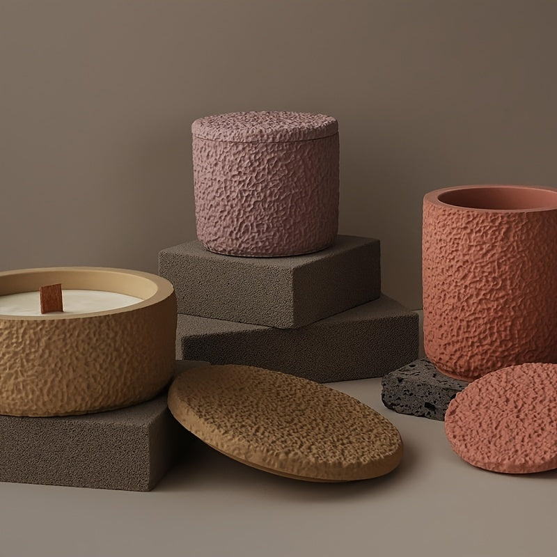 Molds for Candle Jars with Lids, Innovative Silicone Containers for Candles, Silicone Storage Box Molds, Round Concrete Molds with Covers for Creating Bottles, And Plaster Molds for Candle Holders Used in Home Decoration