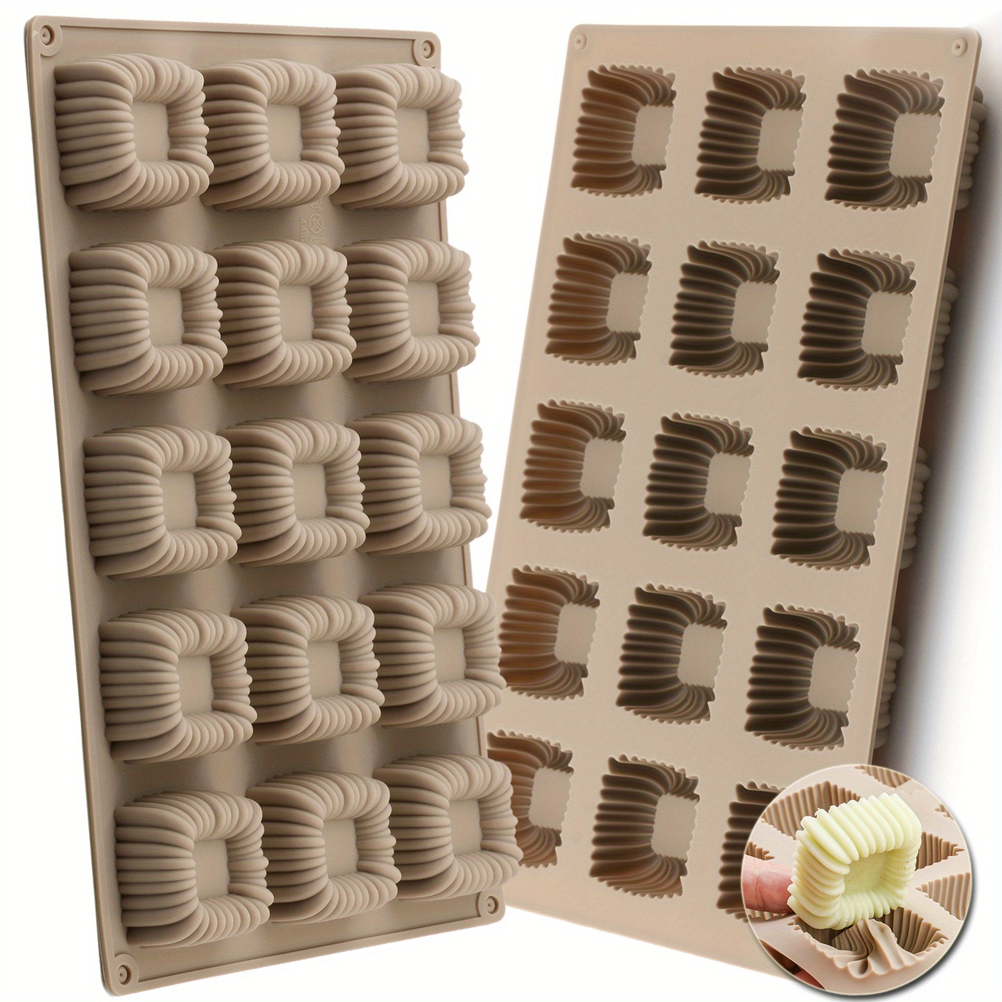 1pack Silicone Mousse Square Mold, Thick Mousse Dessert Silicone Mold, Non Stick Design Can Be Used to Make Baking, Cakes, Candies, Droppings, Puddings, Mousse