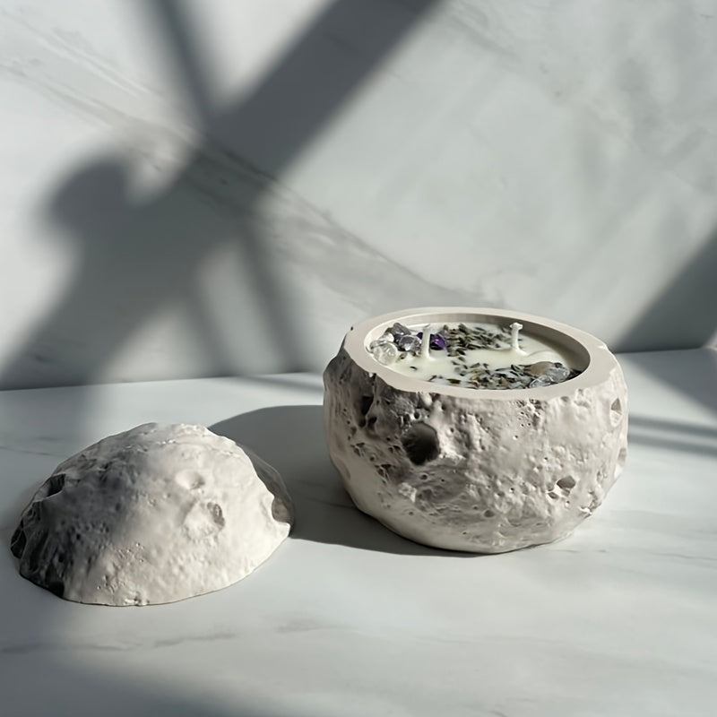 A set Space Moon Storage Box Silicone Mold DIY Selen- Candle Cup Epoxy Resin Molds Handmade Gypsum Plaster Concrete Cement Crafts Plant Pot Candle Holder