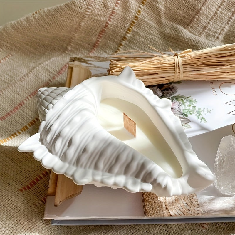 3D Seashell Candle Jar Silicone Molds Conch Candle Cup Epoxy Casting Mold Resin Shell Shape Wax Container Mould for DIY Making Plaster Concrete Storage Box Home Decor Planter Clay Flowerpot Crafts