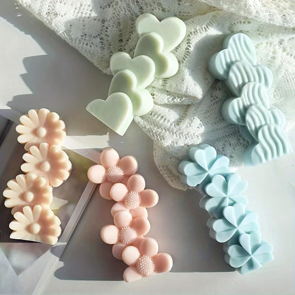 Heart-Shaped Silicone Candle Mold with Floral Accents
