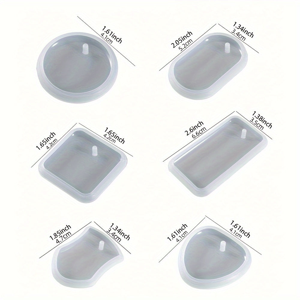 ilicone Resin Casting Molds Set of 6, Keychain Pendant Epoxy Molds for Jewelry Making, Dry Flower Decoration, Necklace Charms, Heart & Geometric Shapes for DIY Crafts