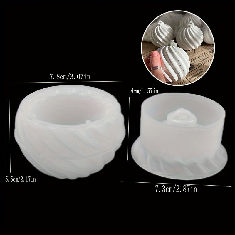 Resin Silicone Mold | Round Striped Rotating Christmas Storage Jar | Christmas Ball Bell Candle Storage Cup Mold