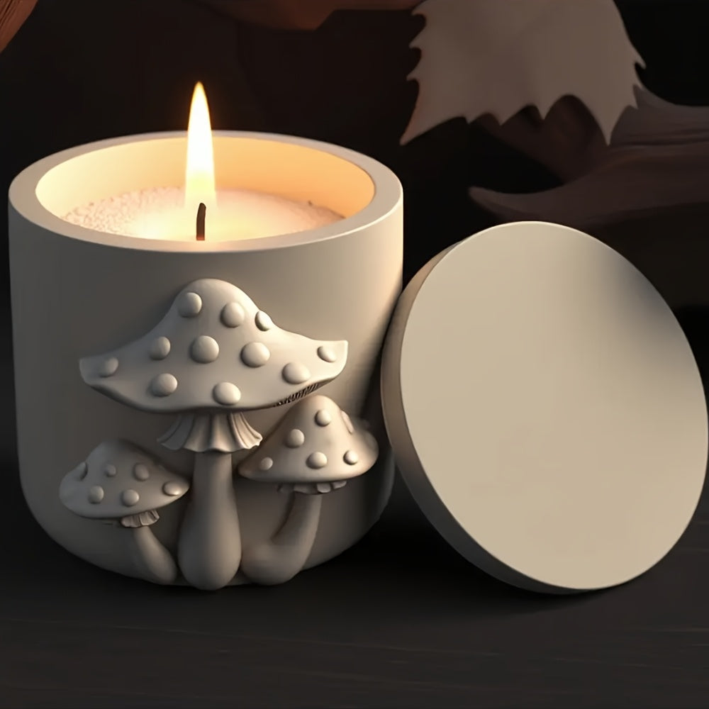 3D Mushroom Candle Jar Mold with Lid - Realistic & European Special Series - Silicone Mold for DIY Resin/Plaster/Concrete Candle Making - for Home Table Decoration Crafts