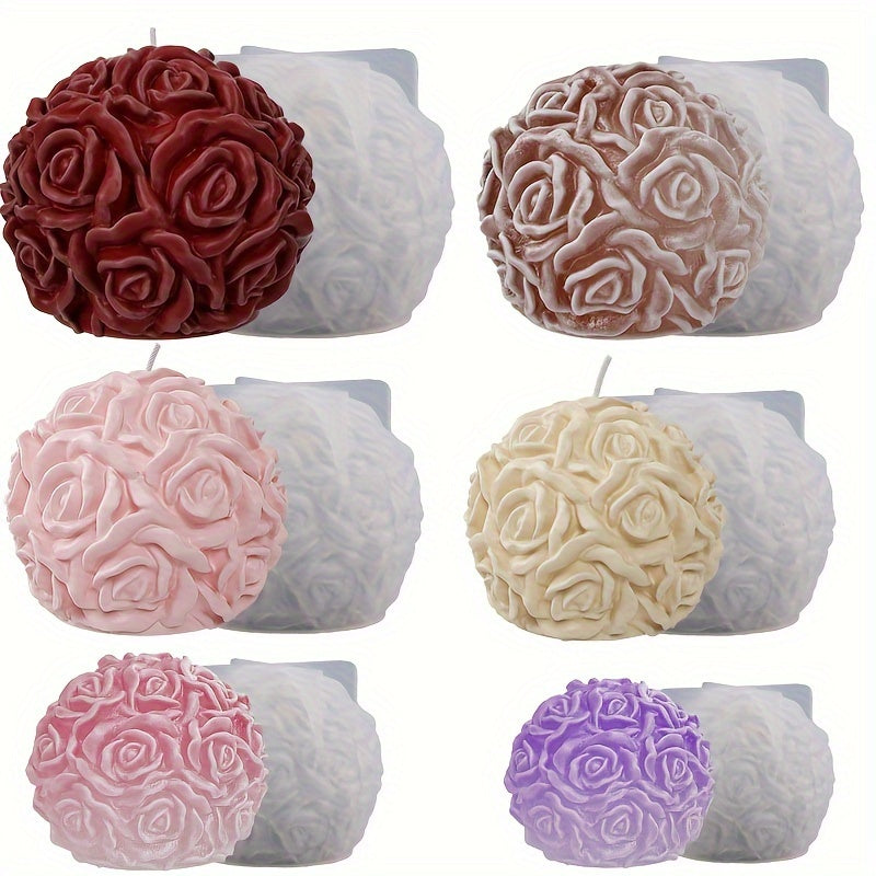 1pc Multi-Size 3D Rose Ball Silicone Mold | Floral Cluster Rose Sphere Craft Resin Molds for Home Decor and Crafts
