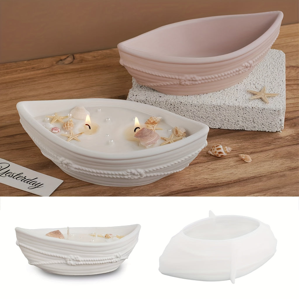 Resin Casting Mold, Pirate Ship Candle Cup Twine Boat Shape Aroma Container Decoration Storage Bowl, Suitable for Home Decoration Table Decoration DIY Handmade, Resin Gypsum Silicone Mold