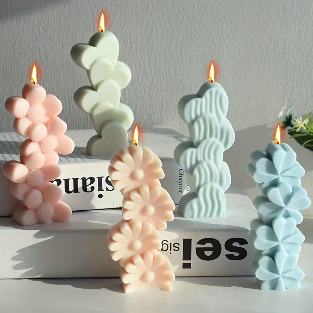 Heart-Shaped Silicone Candle Mold with Floral Accents