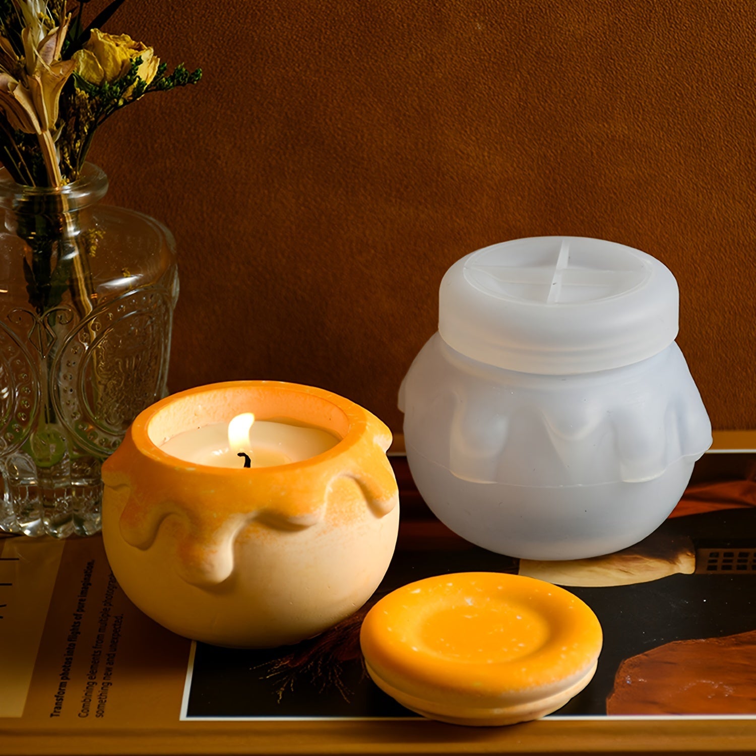 Silicone Mold Storage Jar - Honey Candle Cup - Drip Silicone Plaster Storage DIY Mold
