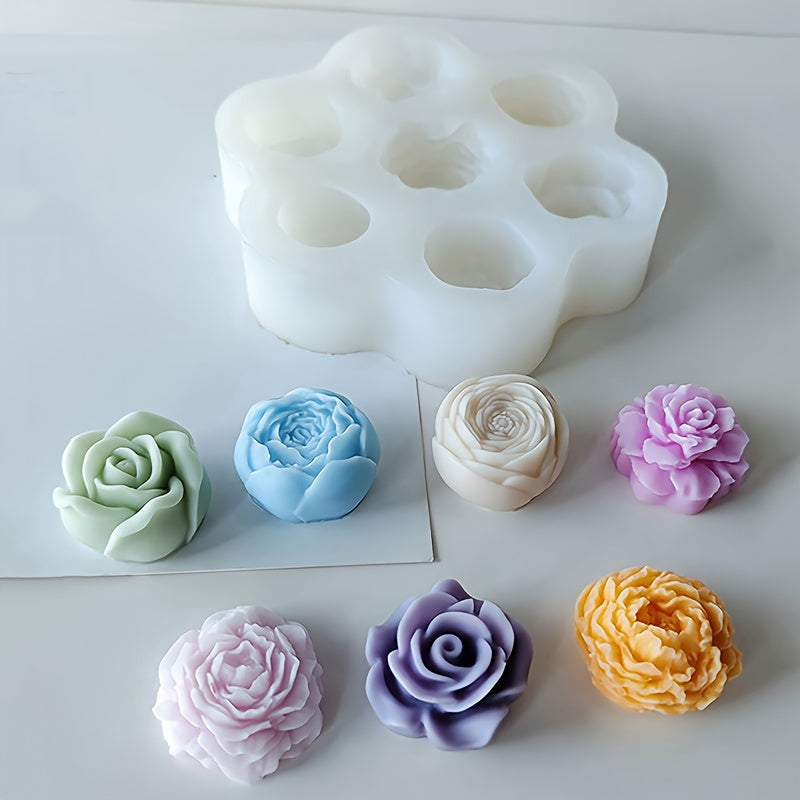 3D Rose & Peony Silicone Molds for DIY Candles, Scented Soaps, and Resin Crafts - Handmade Crystal Epoxy Casting Tools