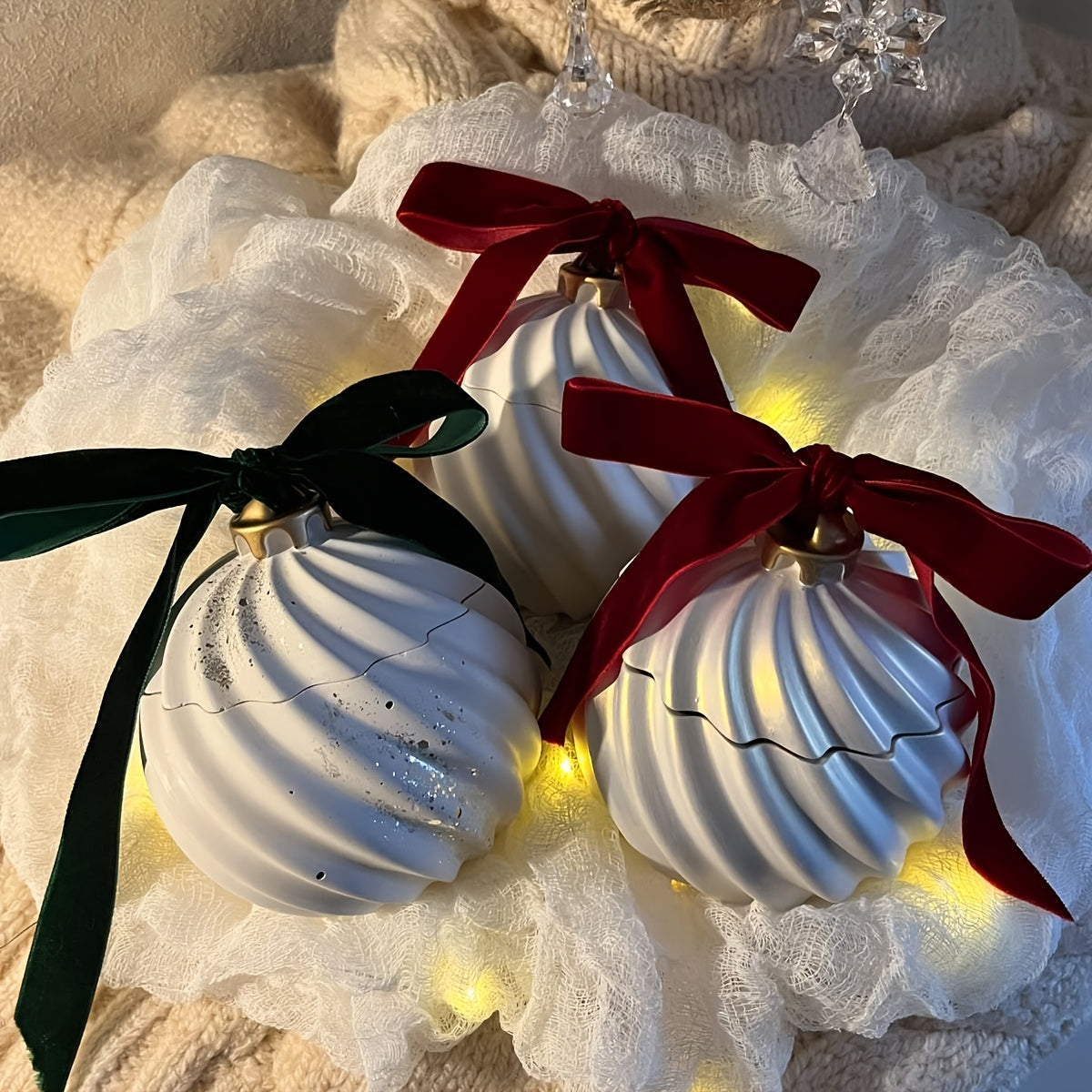 Resin Silicone Mold | Round Striped Rotating Christmas Storage Jar | Christmas Ball Bell Candle Storage Cup Mold