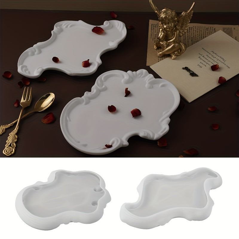DIY Drop Glue Gypsum Cement European Style Lace Relief Tray Tray Storage Tray Mirror Surface Silicone Mold