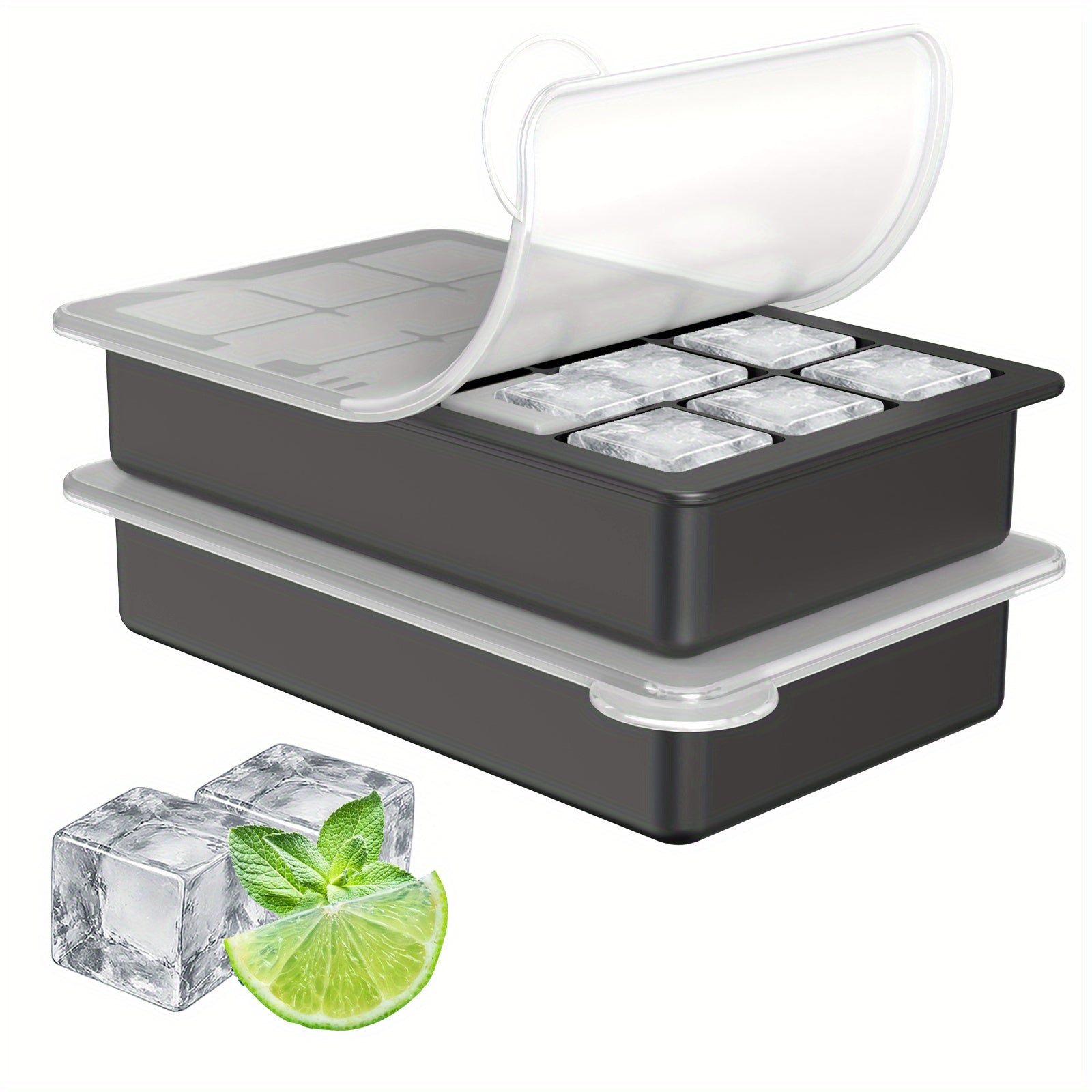 15 Grid Food Grade Silicone Ice Cube Tray with Lid Ice Making Tool