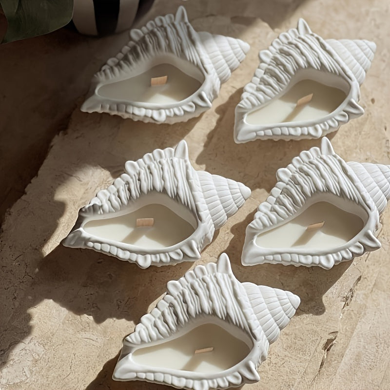 3D Seashell Candle Jar Silicone Molds Conch Candle Cup Epoxy Casting Mold Resin Shell Shape Wax Container Mould for DIY Making Plaster Concrete Storage Box Home Decor Planter Clay Flowerpot Crafts