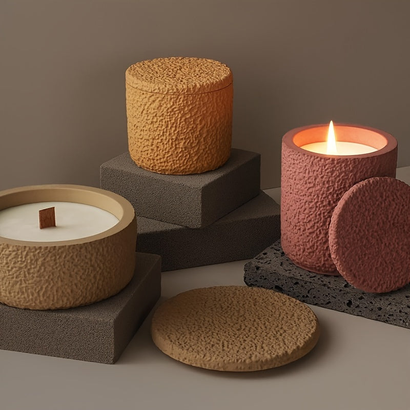 Molds for Candle Jars with Lids, Innovative Silicone Containers for Candles, Silicone Storage Box Molds, Round Concrete Molds with Covers for Creating Bottles, And Plaster Molds for Candle Holders Used in Home Decoration