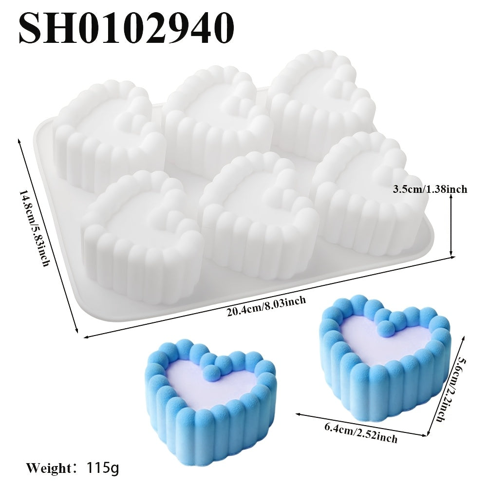 1pc Valentine's Day Heart-Shaped French-Style Mousse Cake Mold, Silicone Cake Mold for DIY Chocolate Desserts