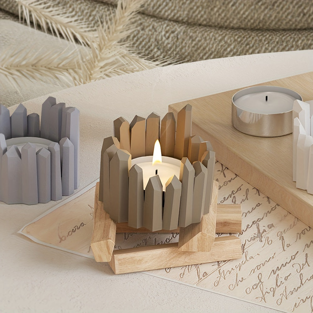 Versatile Silicone Mold for DIY Candle Holders & Flower Pots - Cluster Design in Wooden