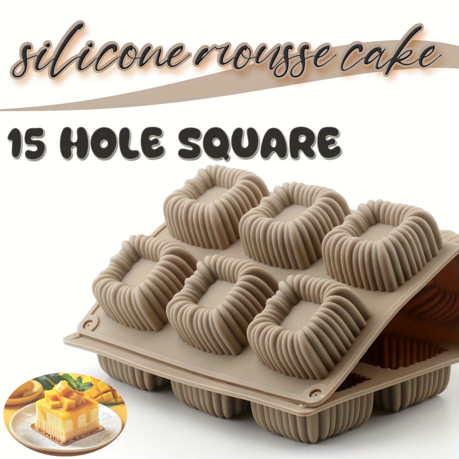 1pack Silicone Mousse Square Mold, Thick Mousse Dessert Silicone Mold, Non Stick Design Can Be Used to Make Baking, Cakes, Candies, Droppings, Puddings, Mousse