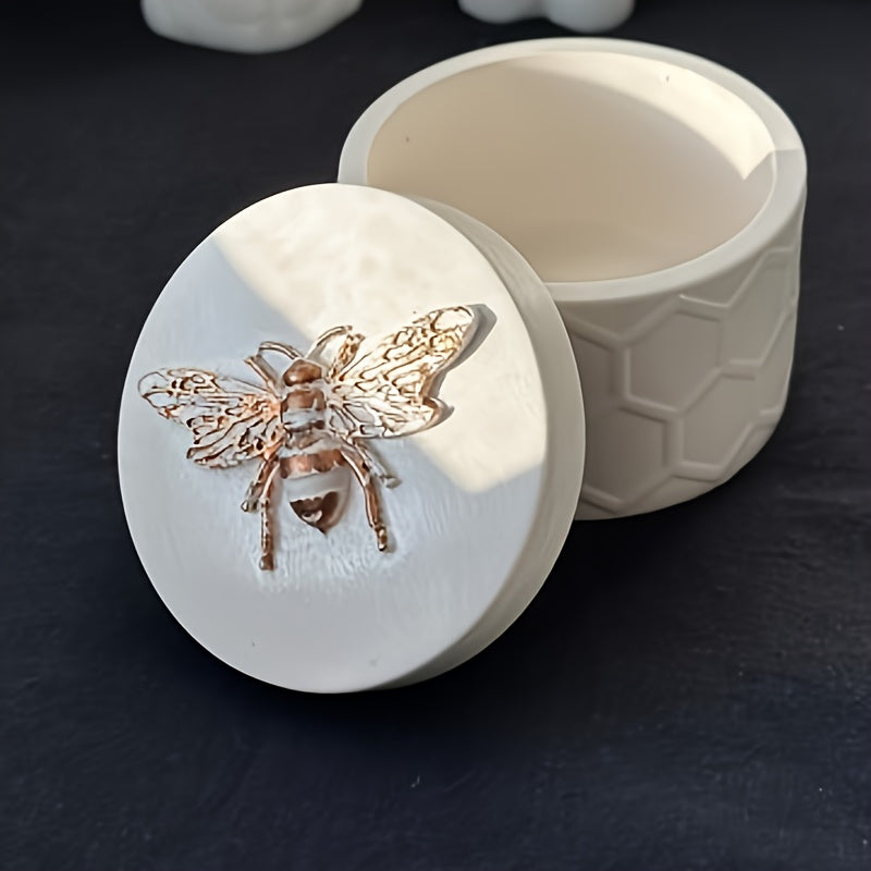 Silicone Resin Molds for Candle Holders, Bee Jar Storage Box, Epoxy Resin Molds, Cup Molds, DIY Craft Molds for Home Decor, Jewelry Making, and Craft Supplies, Candle Making Supplies, Detailed Bee Design