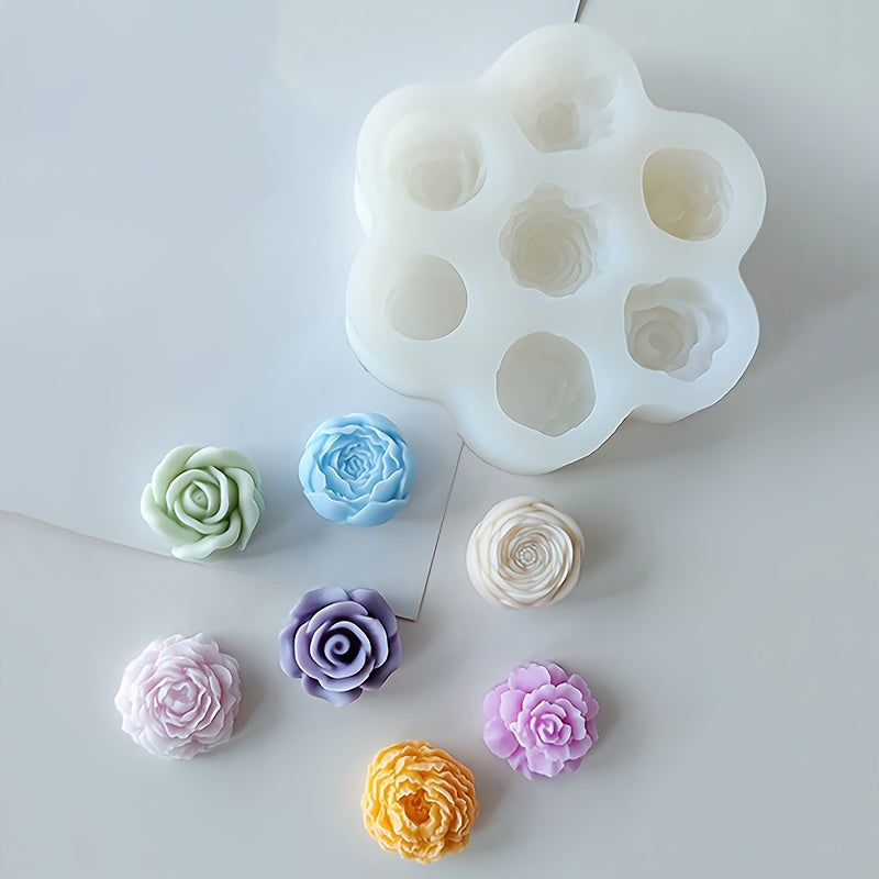 3D Rose & Peony Silicone Molds for DIY Candles, Scented Soaps, and Resin Crafts - Handmade Crystal Epoxy Casting Tools