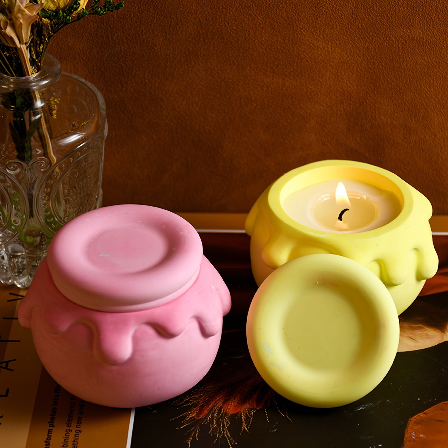 Silicone Mold Storage Jar - Honey Candle Cup - Drip Silicone Plaster Storage DIY Mold