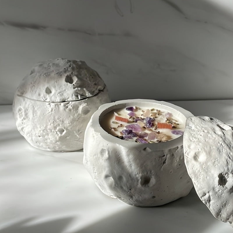A set Space Moon Storage Box Silicone Mold DIY Selen- Candle Cup Epoxy Resin Molds Handmade Gypsum Plaster Concrete Cement Crafts Plant Pot Candle Holder