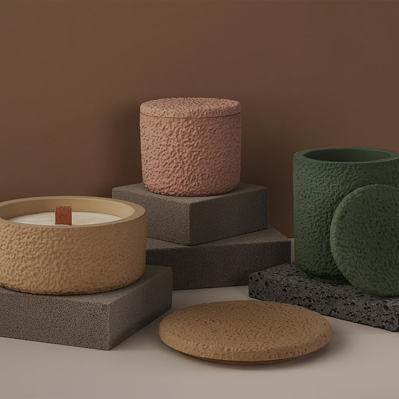 Molds for Candle Jars with Lids, Innovative Silicone Containers for Candles, Silicone Storage Box Molds, Round Concrete Molds with Covers for Creating Bottles, And Plaster Molds for Candle Holders Used in Home Decoration