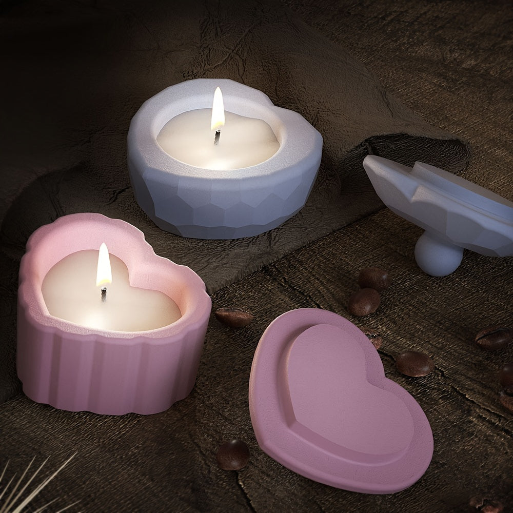 ilicone Molds for Casting Heart-Shaped Resin Jars with Lids, Suitable for Jewelry, Candle Holders, Trinket Trays