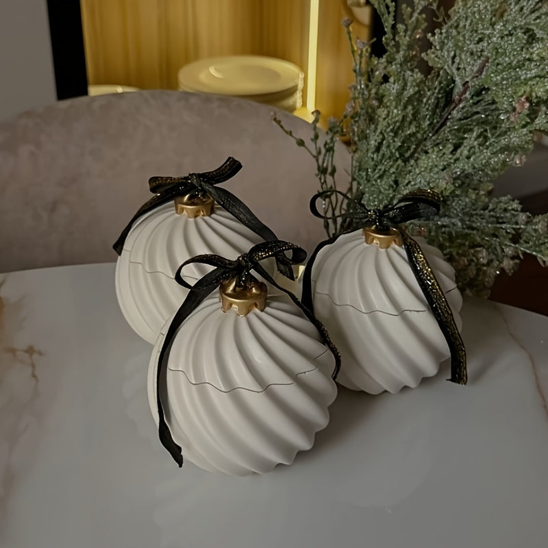 Resin Silicone Mold | Round Striped Rotating Christmas Storage Jar | Christmas Ball Bell Candle Storage Cup Mold