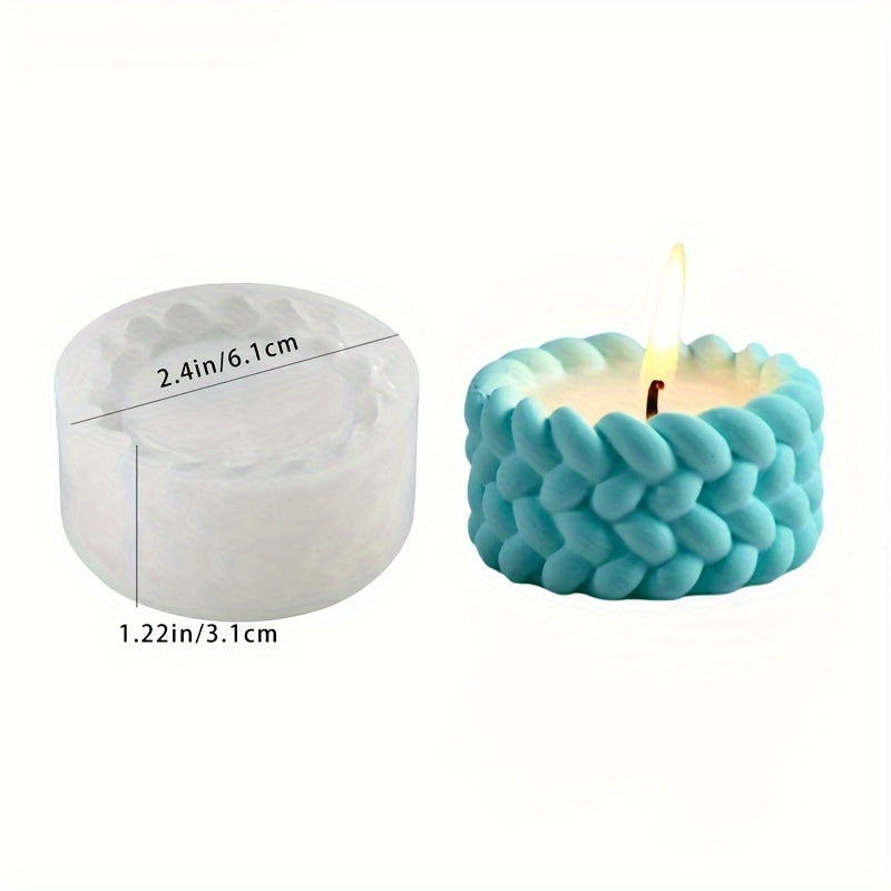 Silicone Resin Casting Molds, Round Cylinder Rope Design, DIY Crafts Candle Container, Plaster Resin Jewelry Holder, Handmade Storage Box Mold for Home Decor