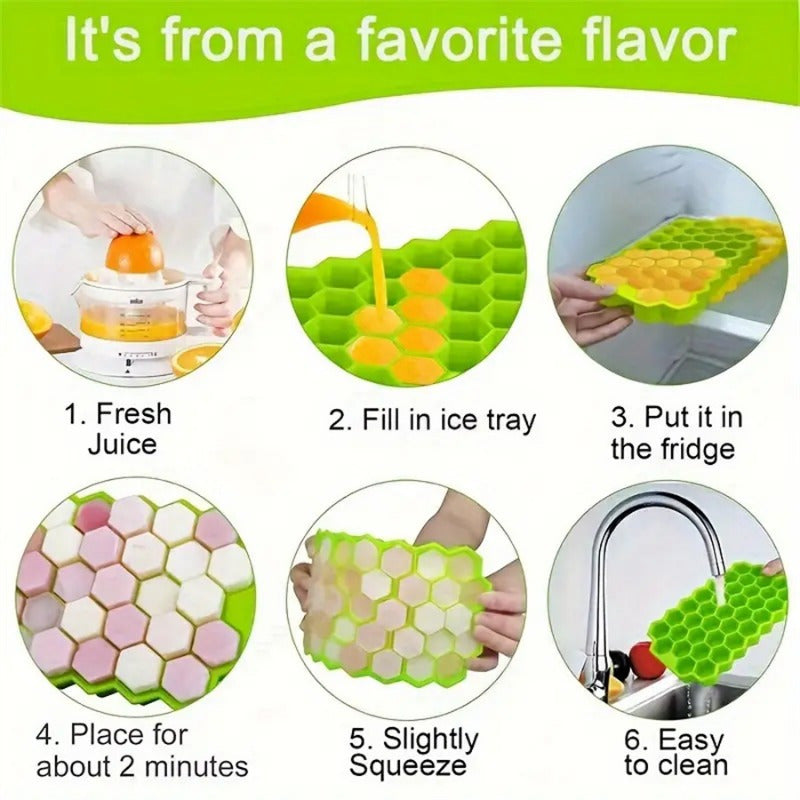 1pc Silicone Honeycomb Ice Tray | 37 Compartments with Lid, Easy-Release Design, Ideal for Creative Ice Drinks and Summer Essentials